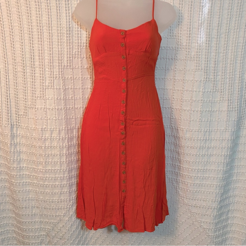 Forever 21 Coral/Orange Button-Down Sundress, Size Small